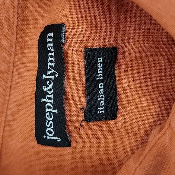 Joseph & Lyman, Size L, Burnt Orange Italian Linen Button Down Shirt Long Sleeve - Picture 3 of 11